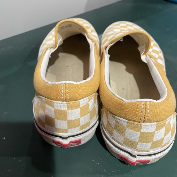 Barely Worn Vans Classic Slip on Checkerboard Golden Yellow - Picture 3 of 5